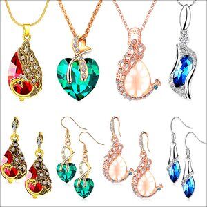 4-Piece Crystal Jewelry Set with Necklaces and Earrings for Special Occasions